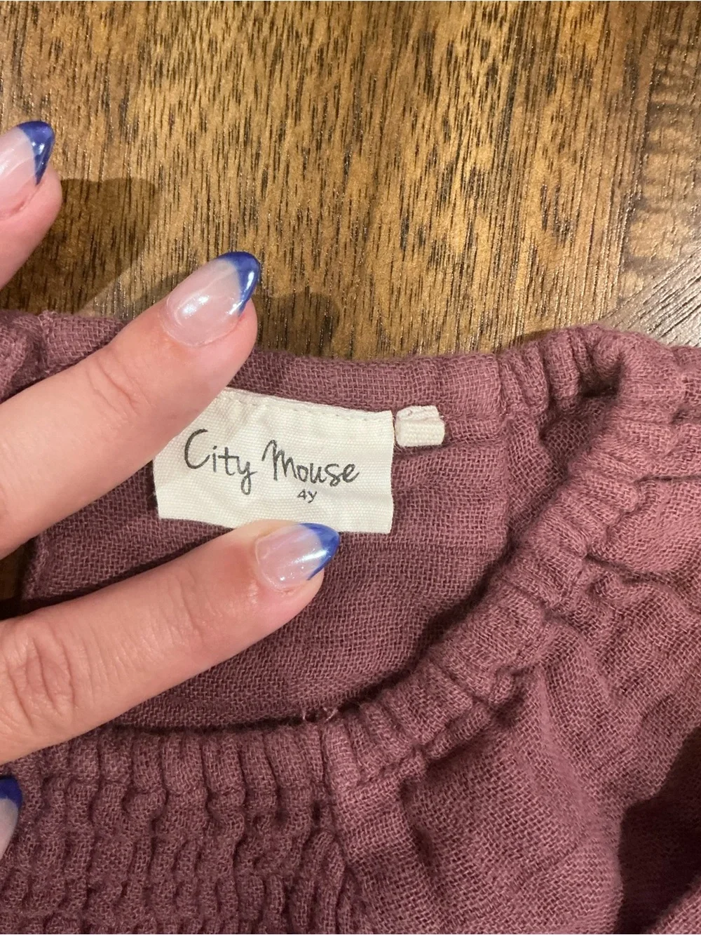 City Mouse Size 4Y Mauve Smocked Long-Sleeve Dress